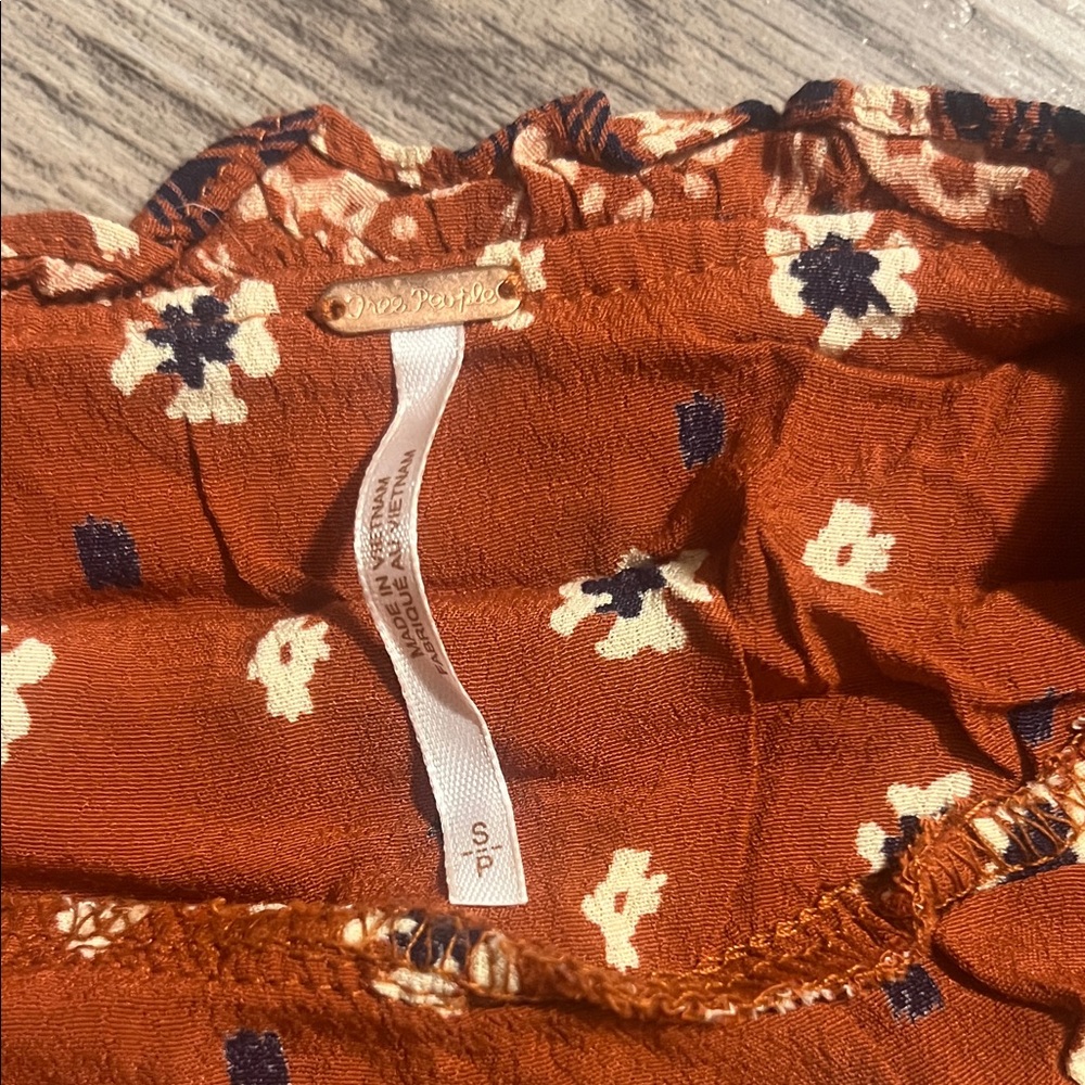 Free People Ruffled Button Down Floral Rust Dress - Picture 2 of 2